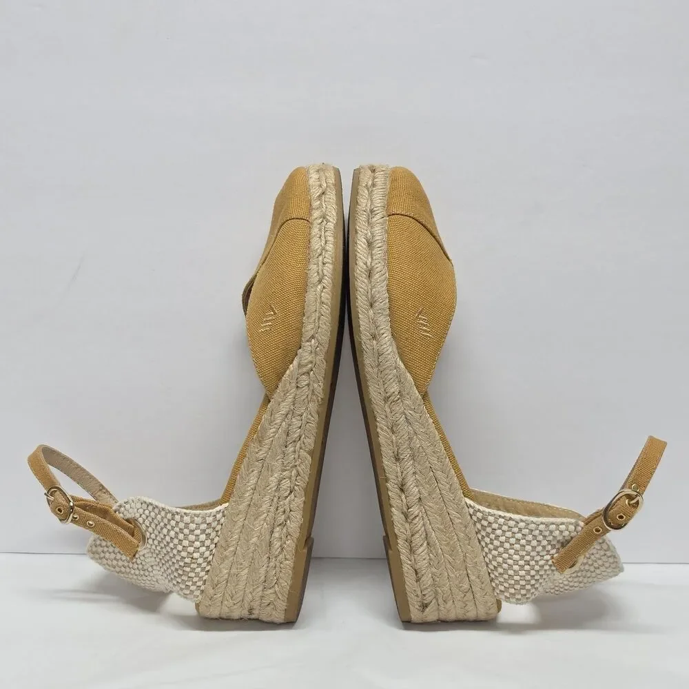 VISCATA Barcelona Women's Pubol Mustard Yellow Canvas Espadrille Wedges Sz US 8